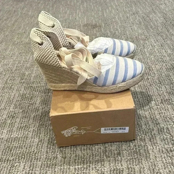 Soludos Classic Striped Wedge Lace Up Espadrille Size 9 - Picture 3 of 8